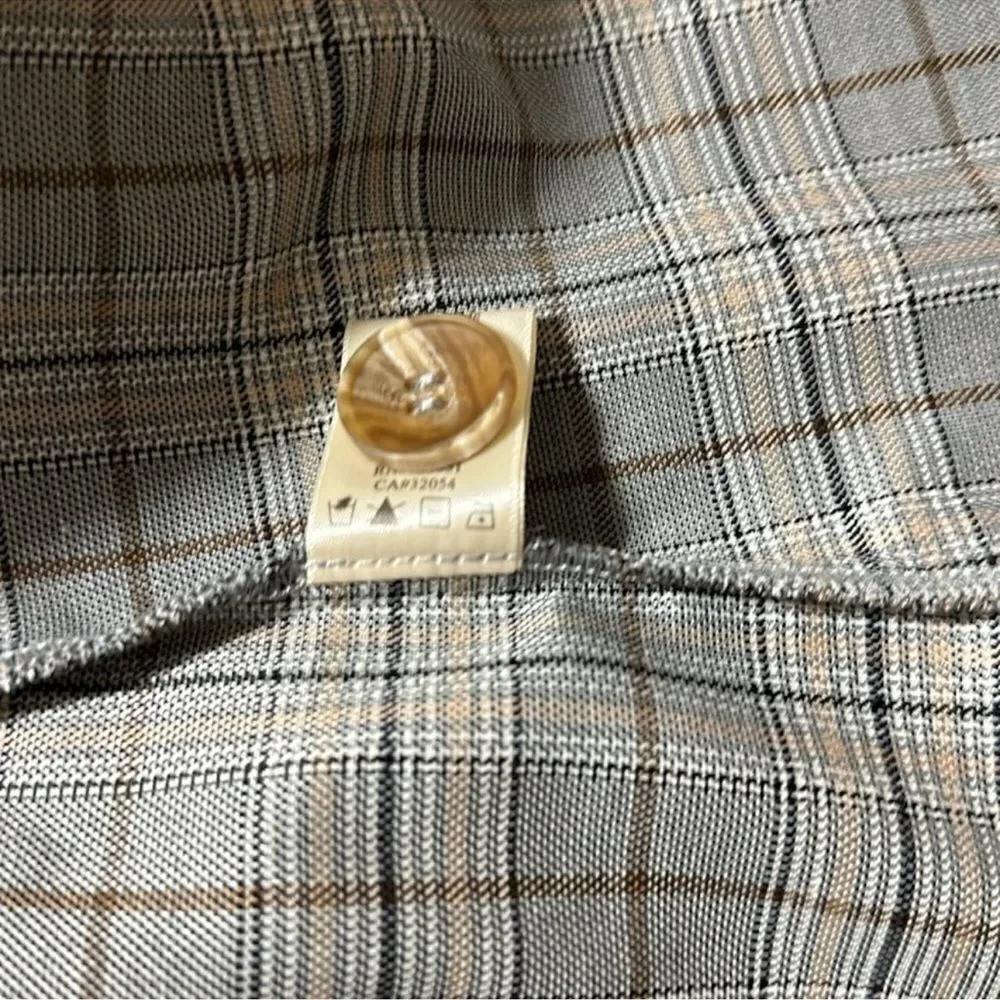 porridge x Anthropologie L Neutral Motif Button Side Plaid Midi Skirt - Picture 12 of 16